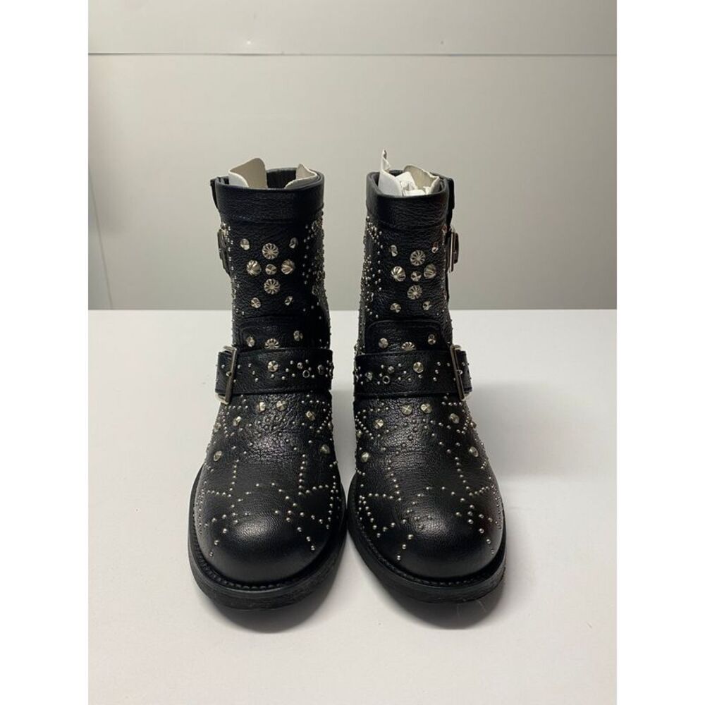Jimmy Choo Youth Studded Biker Boots in Black Leather